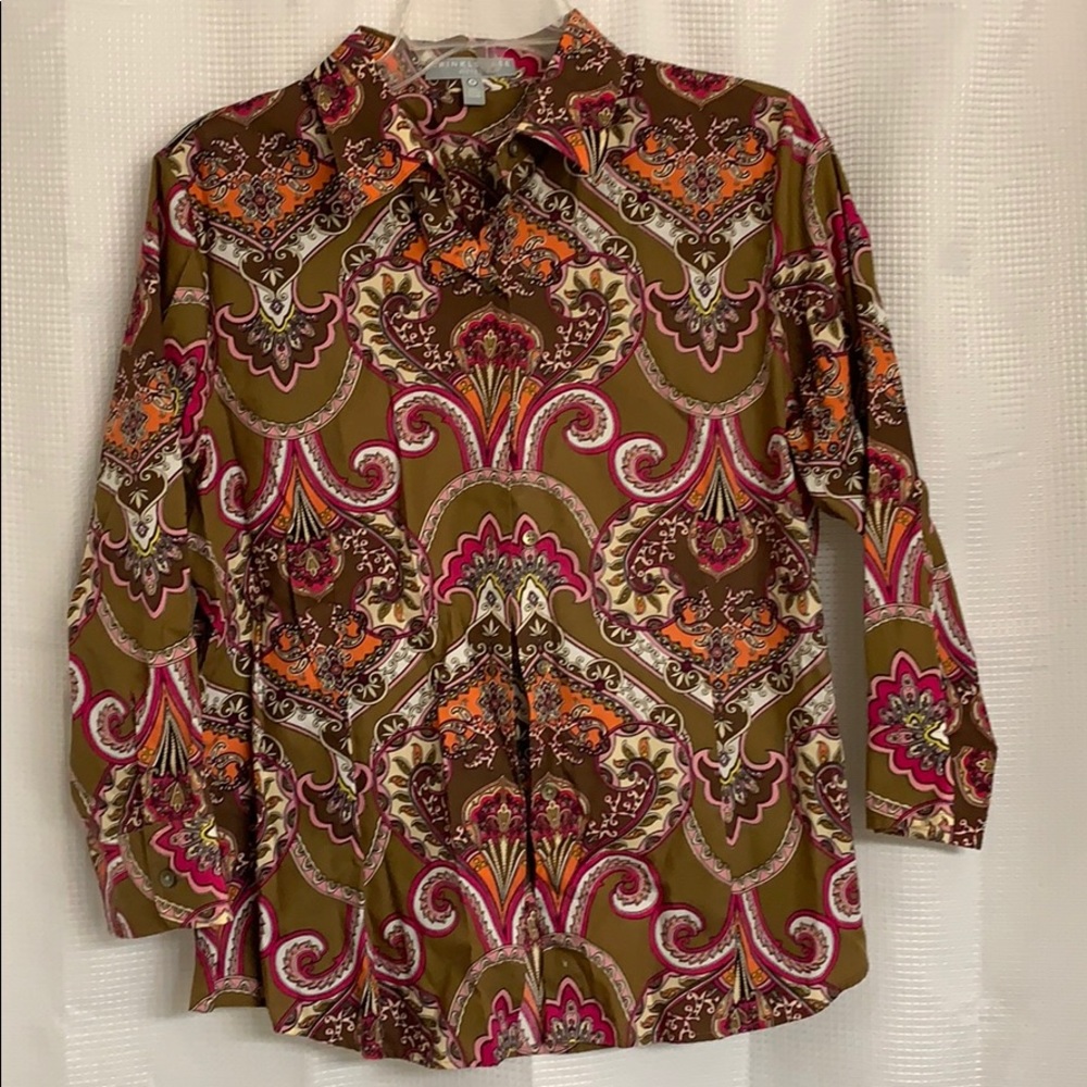 Fox Croft 3/4 sleeve button down blouse